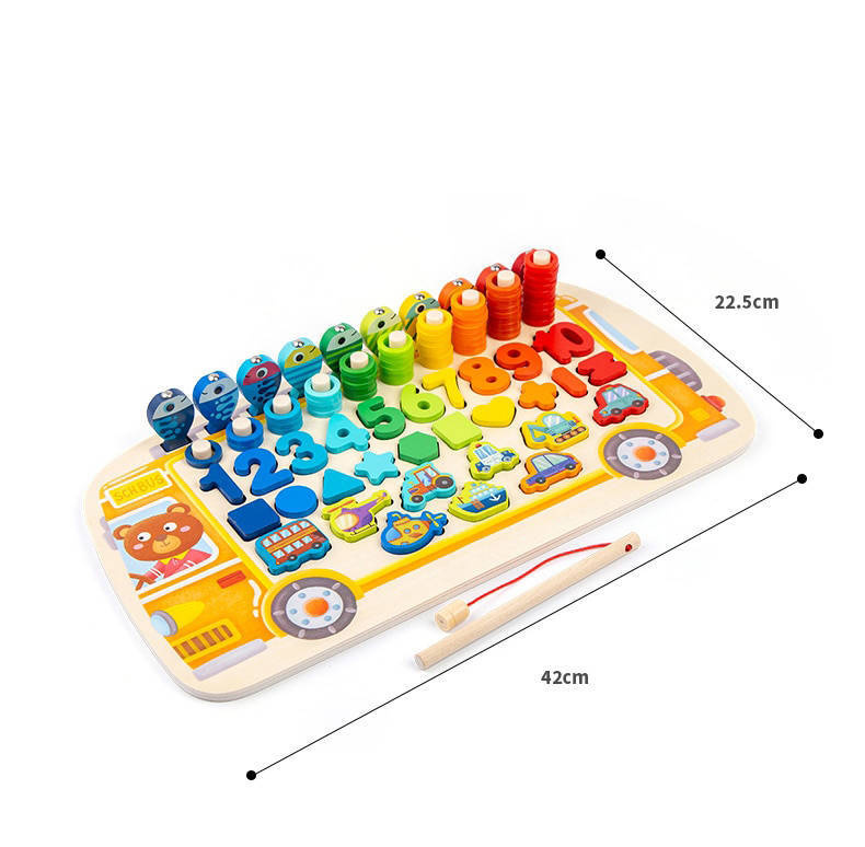 Autobus szkolny Montessori tablica edukacyjna gra rybki