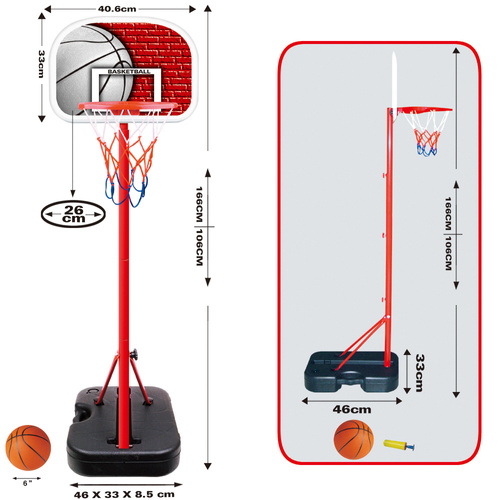 Zestaw do gry w koszykówkę kosz + piłka 166 cm