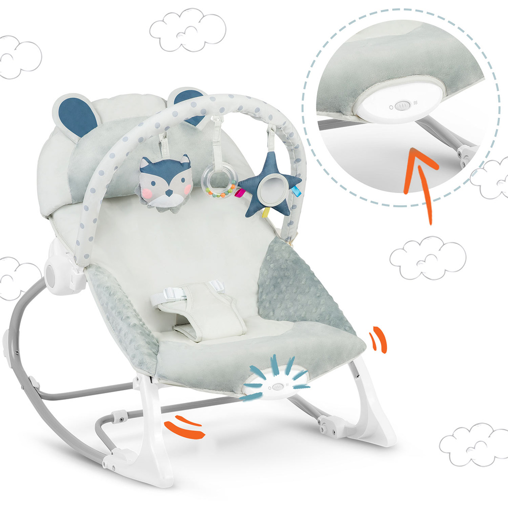 Leżaczek bujaczek z wibracją  - szary