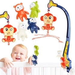 Karuzela do łóżeczka z pozytywką małpka, żyrafa, misie