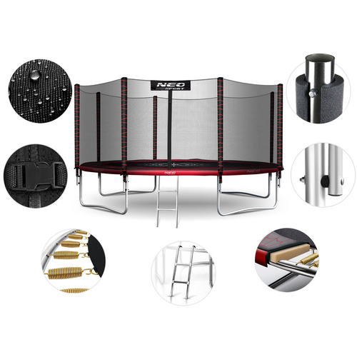 Trampolina ogrodowa 12ft/374cm z siatką zewnętrzną i drabinką Neo-Sport