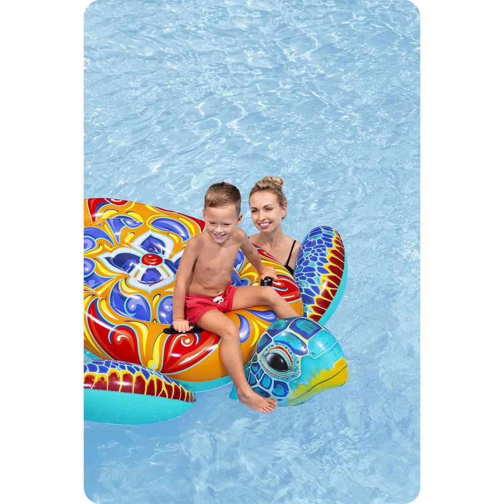 Bestway Dmuchany materac z uchwytami ŻÓŁW Nadruk Majolika 183x173cm 41523