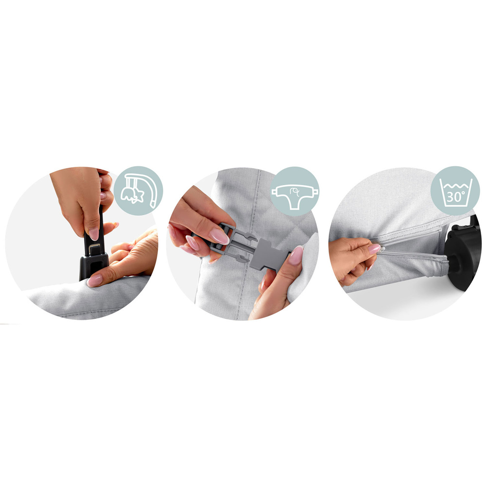 Leżaczek bujaczek z zabawkami - jasno szary