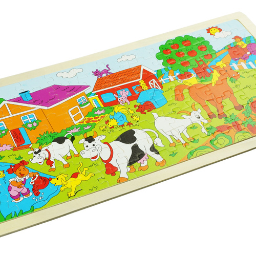 Drewniana kolorowa układanka puzzle Zwierzęta sad