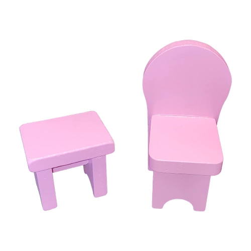 Zestaw drewnianych mebelków do domku dla lalek do jadalni