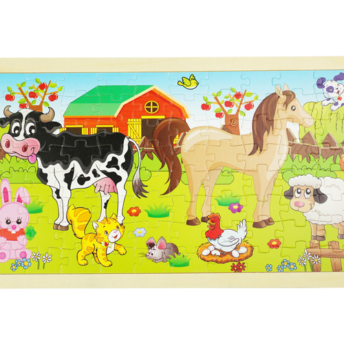 Drewniana kolorowa układanka puzzle Zwierzęta domowe