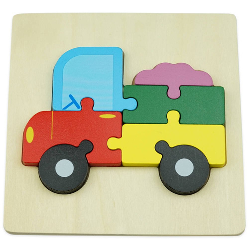 Drewniana kolorowa układanka puzzle Autko
