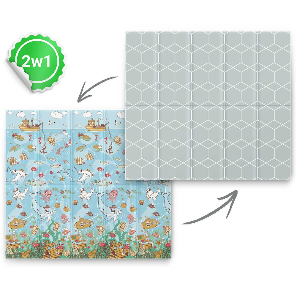 Mata piankowa edukacyjna składana 200 x 180 x 1 cm ocean