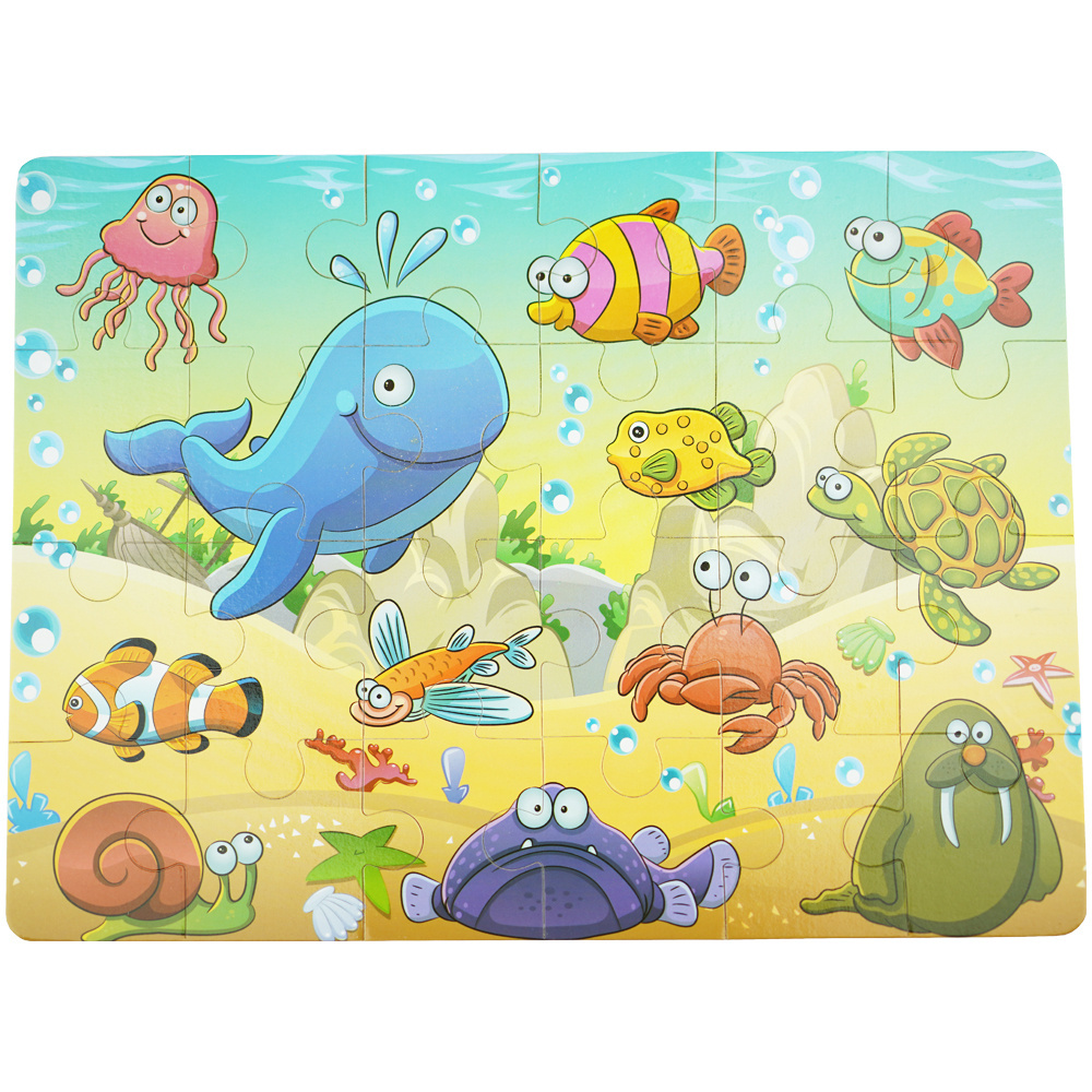 Kolorowa układanka puzzle dla dzieci 40 el. ryby zółw ślimak