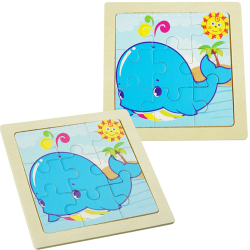 Drewniana kolorowa układanka puzzle delfin