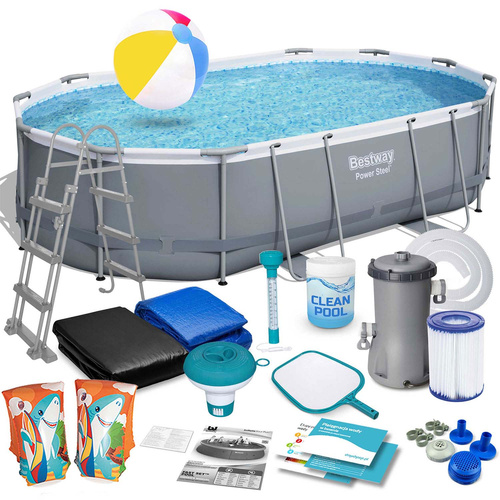 Basen ogrodowy stelażowy 488 x 305 x 107 cm 18w1 Bestway 56448