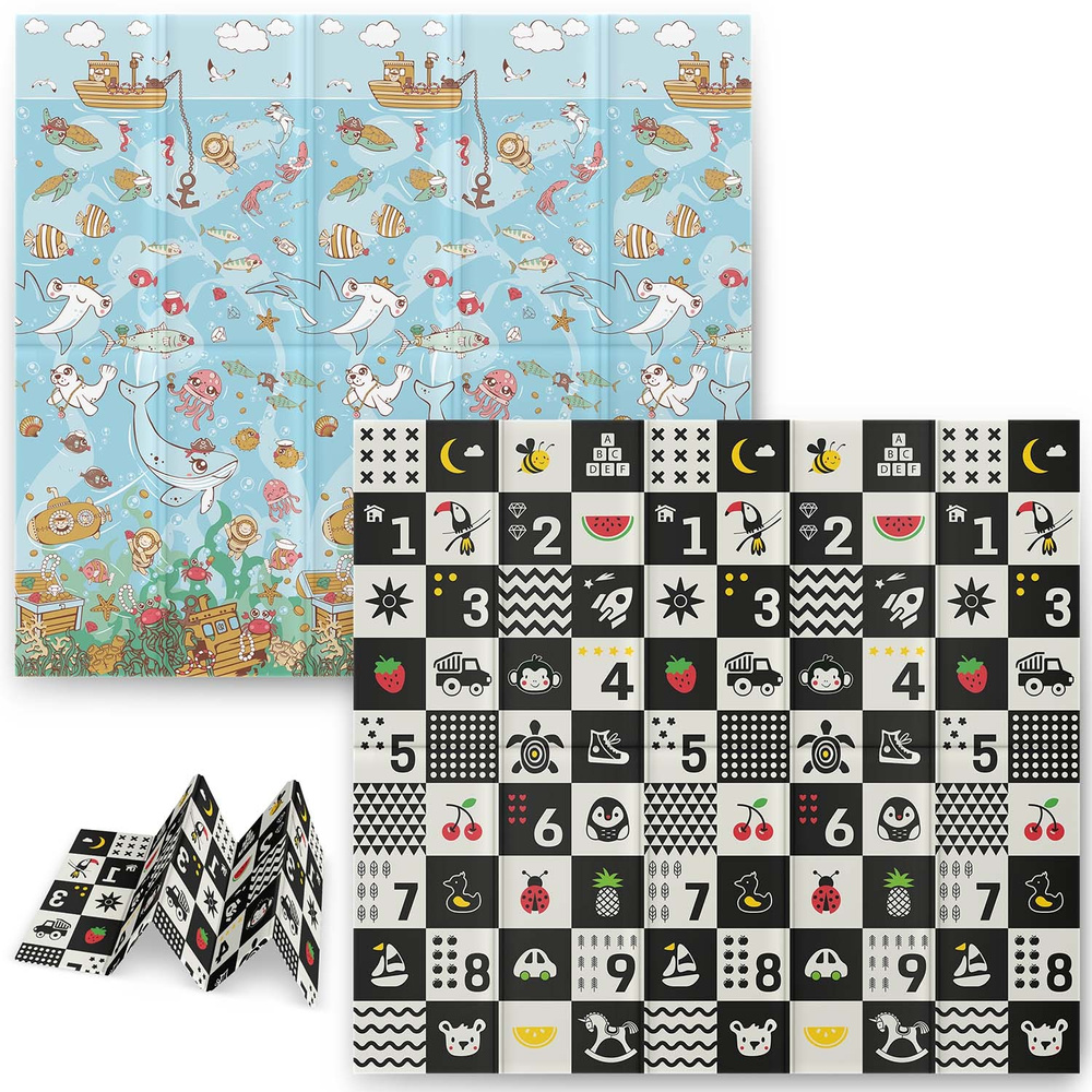 Mata piankowa edukacyjna składana 200 x 180 x 1 cm  ocean-liczby