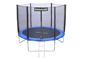 TRAMPOLINA BAUERKRAFT Z SIATKĄ ORAZ DRABINKĄ 304-312CM