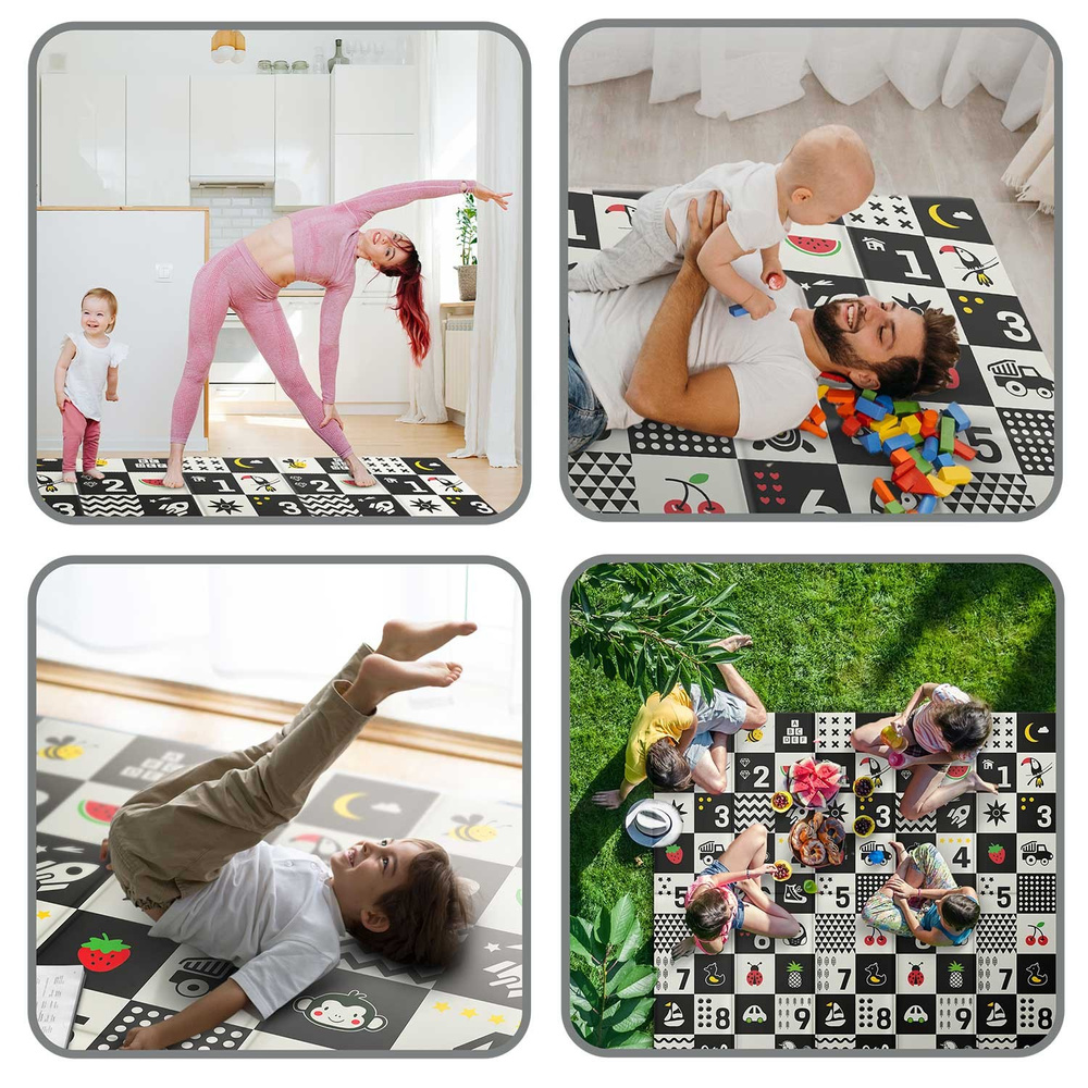 Mata piankowa edukacyjna składana 200 x 180 x 1 cm  ocean-liczby