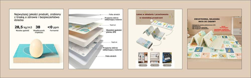 Dwustronna składana kolorowa edukacyjna piankowa mata dziecięca 180x200 cm - safari