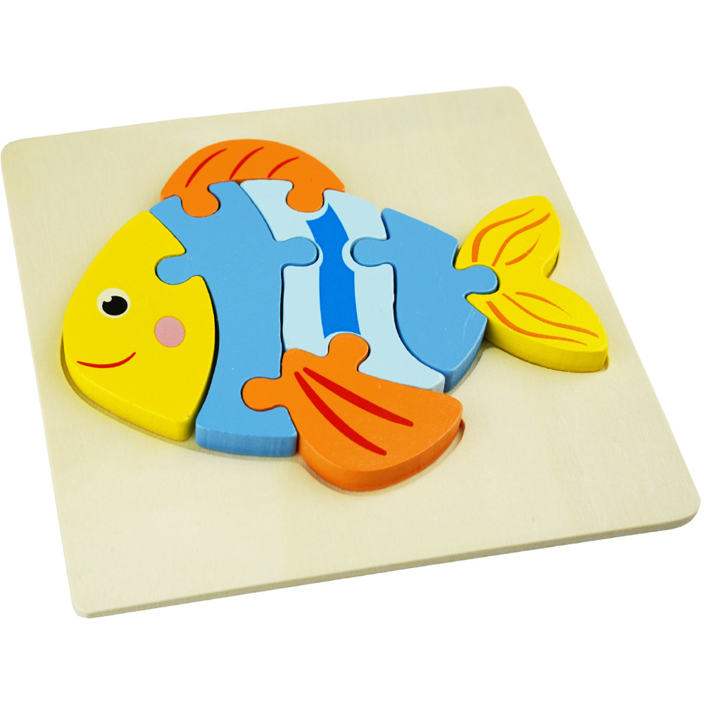 Drewniana kolorowa układanka puzzle Rybka