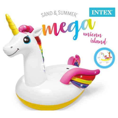 Pływająca wyspa materac basen Intex 57291 Jednorożec 251x163x145cm