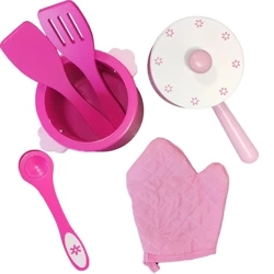 Zestaw drewnianych akcesoriów do domku dla lalek  kuchnia