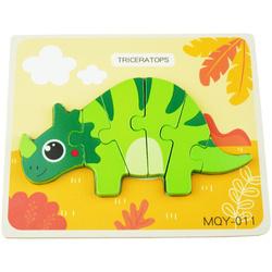 Drewniana kolorowa układanka puzzle dinozaury  Triceratops