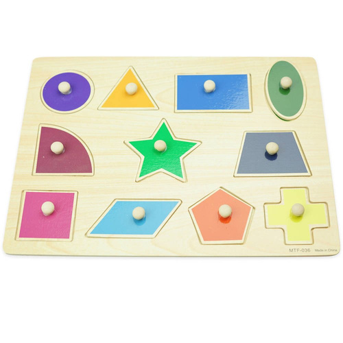 Drewniana układanka sorter z uchwytami puzzle figury