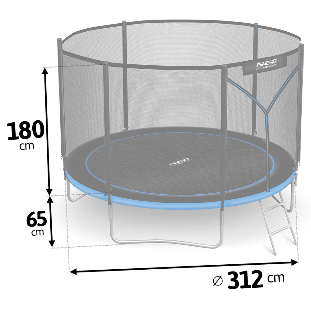 Trampolina ogrodowa 10ft/312cm z siatką zewnętrzną i drabinką Neo-Sport