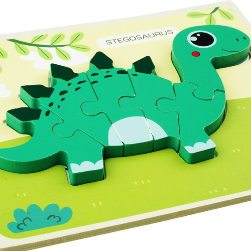 Drewniana kolorowa układanka puzzle dinozaury Stegosaurus