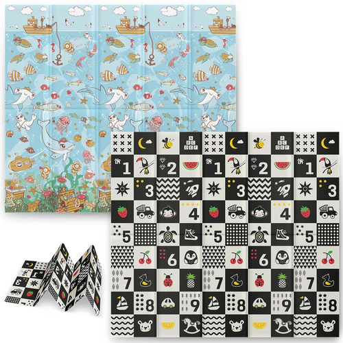 Mata piankowa edukacyjna składana 200 x 180 x 1 cm  ocean-liczby