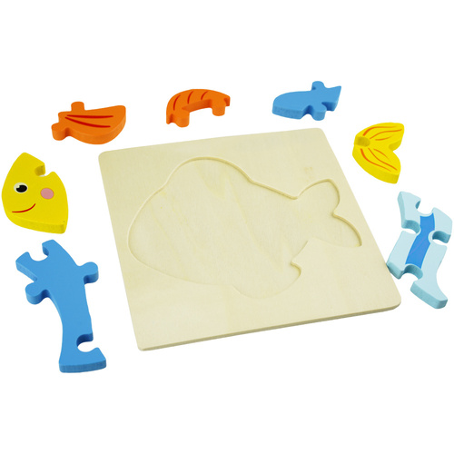 Drewniana kolorowa układanka puzzle Rybka