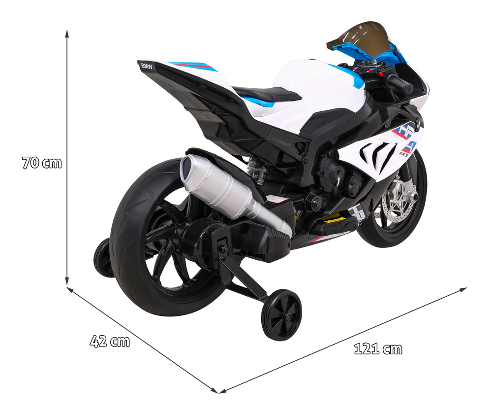 Motor BMW HP4 na akumulator dla dzieci Biały + Pomocnicze kółka + Wolny Start + EVA + MP3 LED
