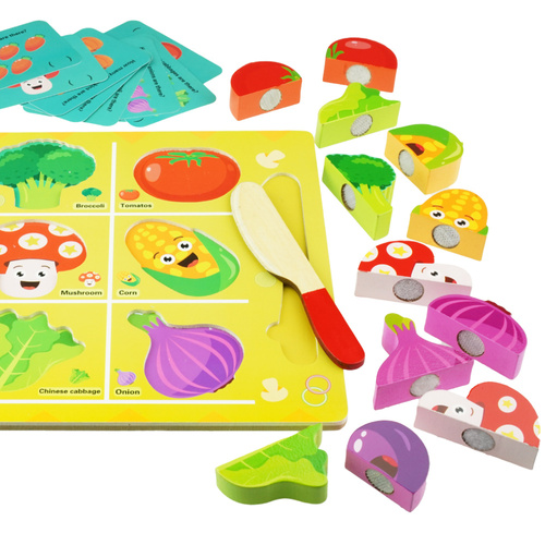 Drewniana układanka puzzle warzywa do krojenia na rzep tablica