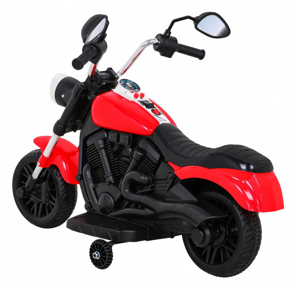 Motor Chopper V-Max na akumulator dla dzieci Czerwony + Melodie Klakson + Światło + Kółka pomocnicze