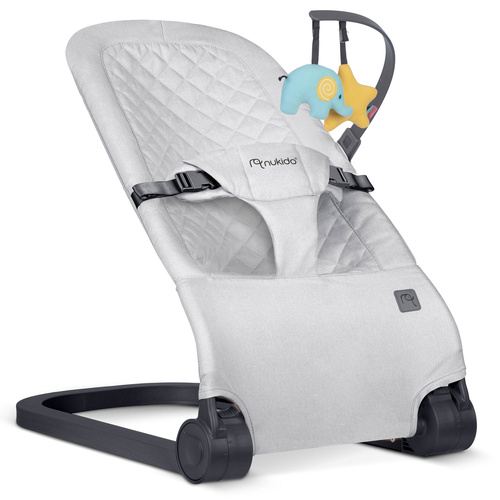 Leżaczek bujaczek z zabawkami - jasno szary