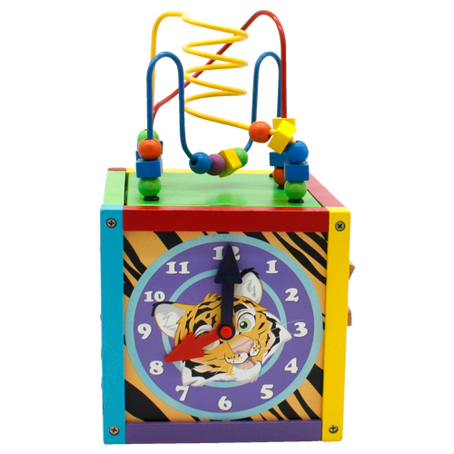 Drewniana Kostka Edukacyjna z liczydłem 5w1