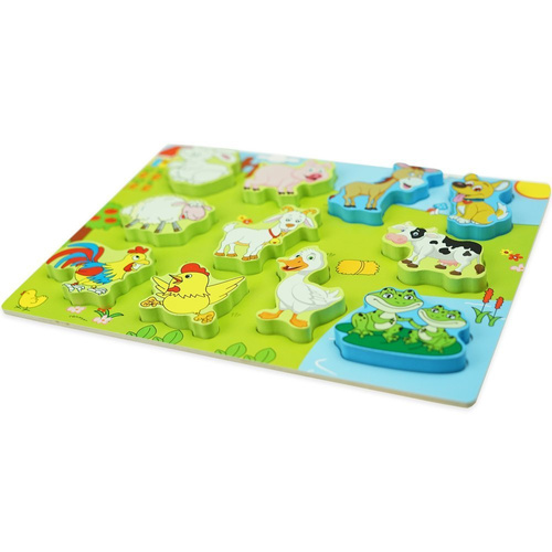 Drewniana kolorowa układanka puzzle zwierzęta na farmie
