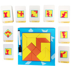 Drewniana układanka sorter puzzle figury klocki + tablica z pisakiem