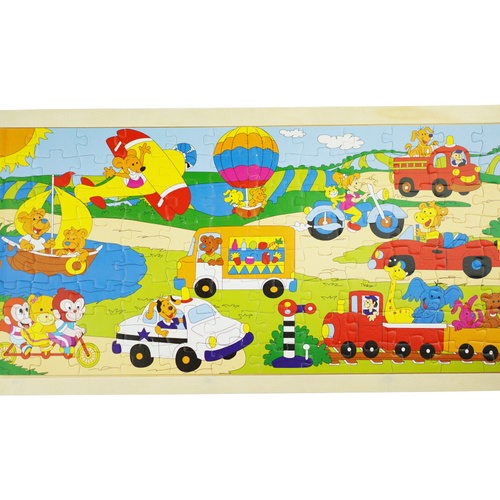 Drewniana kolorowa układanka puzzle samochody pojazdy