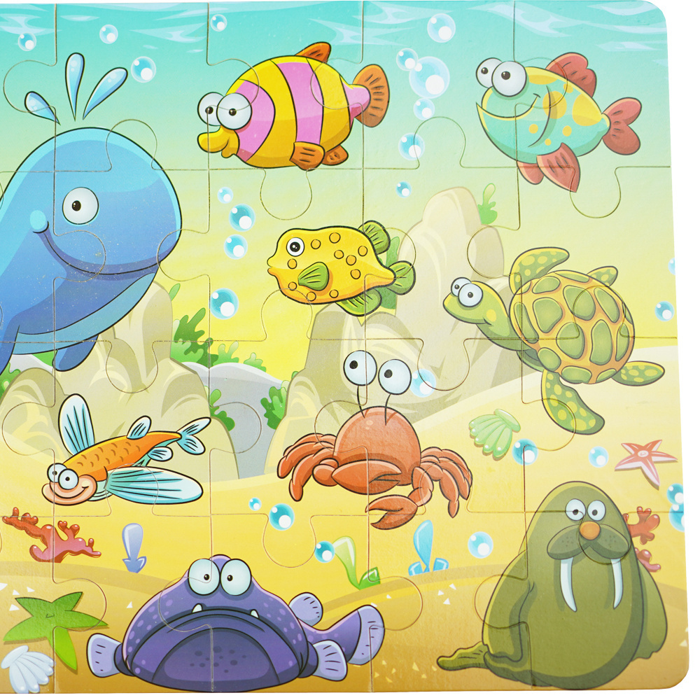 Kolorowa układanka puzzle dla dzieci 40 el. ryby zółw ślimak