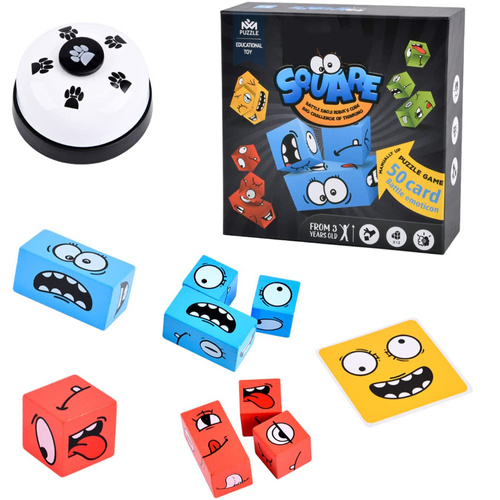 Drewniane klocki zmiana twarzy emocja gra logiczna