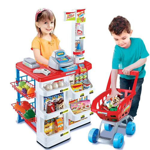 Supermarket Sklep kasa Wózek Zakupy akcesoria market zestaw akcesoria