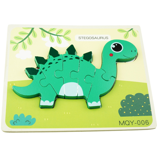 Drewniana kolorowa układanka puzzle dinozaury Stegosaurus