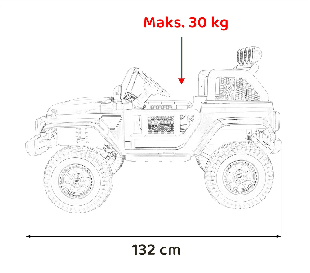 Auto terenowe OFF-ROAD 3.0 dla dzieci Czarny + Pilot + Wolny Start + Pasy + Audio LED