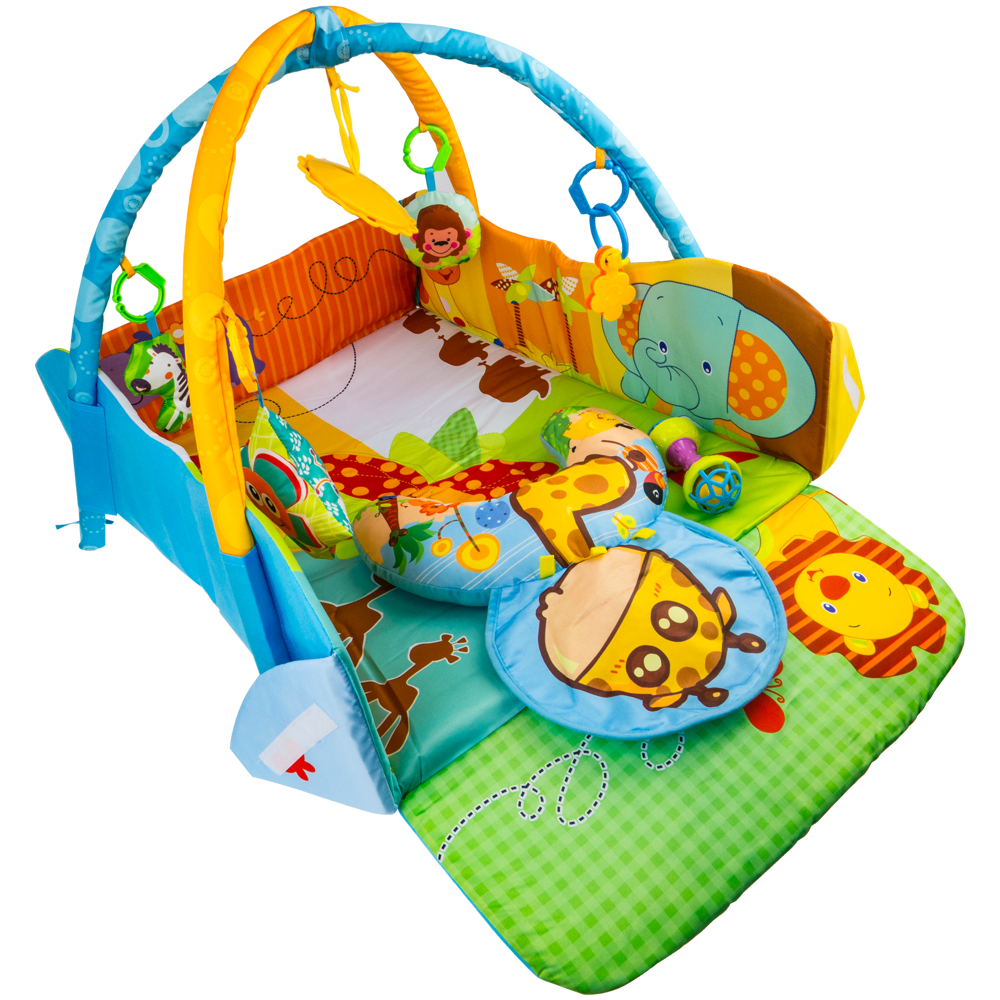 Mata edukacyjna kojec 2w1 + Zabawki + Zagłówek