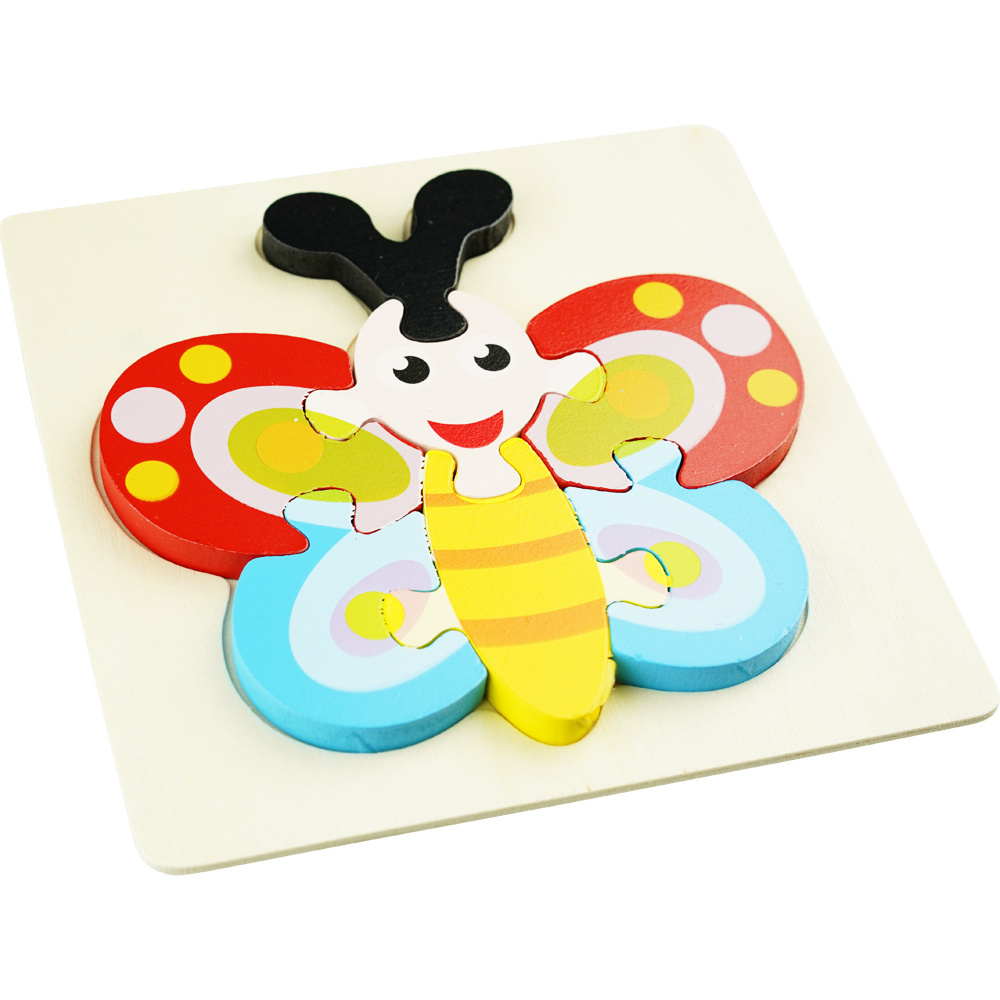Drewniana kolorowa układanka puzzle Motyl
