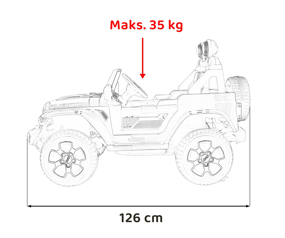 Jeep Wrangler Rubicon na akumulator dla dzieci Pomarańczowy + Pilot + Radio MP3 LED + Koła EVA