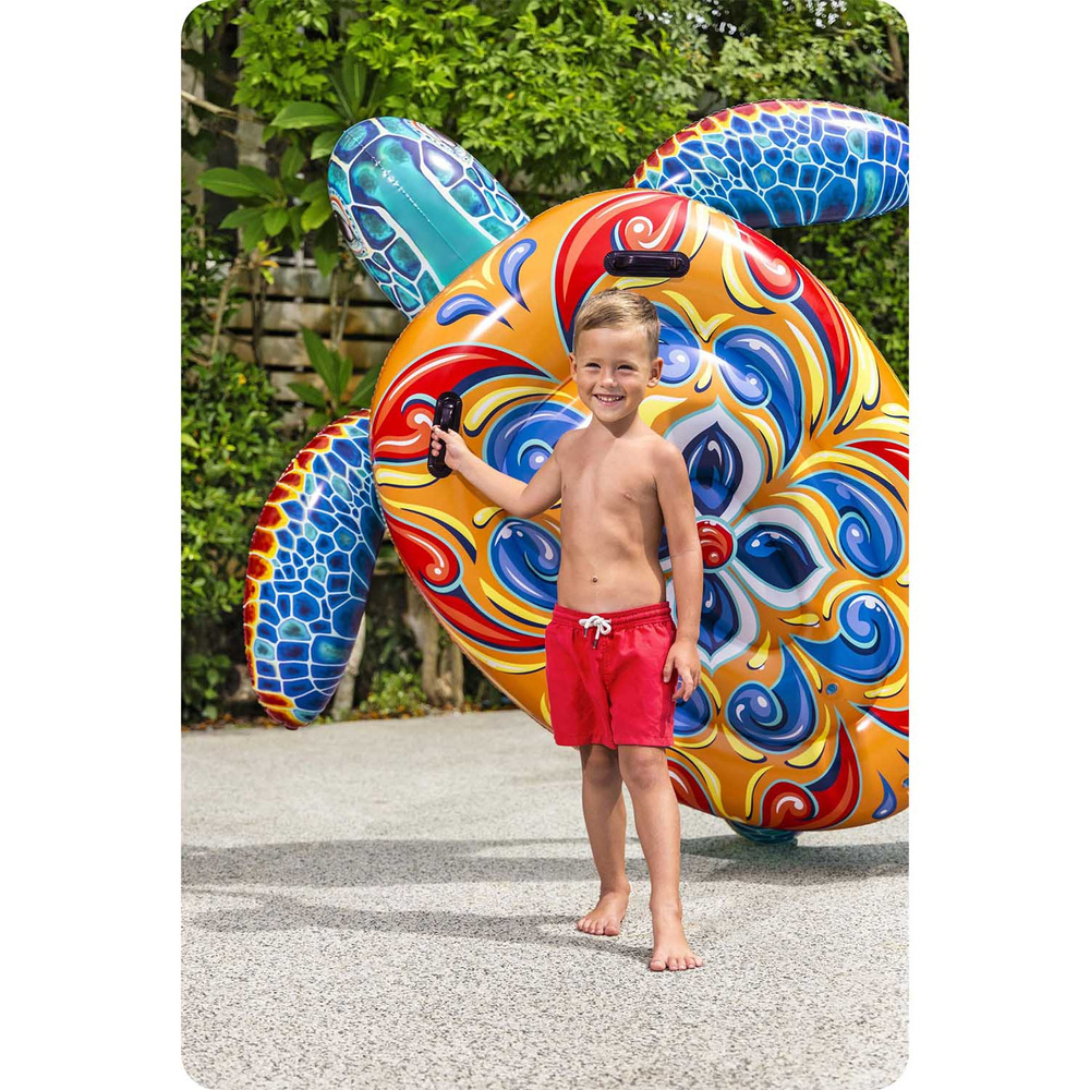 Bestway Dmuchany materac z uchwytami ŻÓŁW Nadruk Majolika 183x173cm 41523