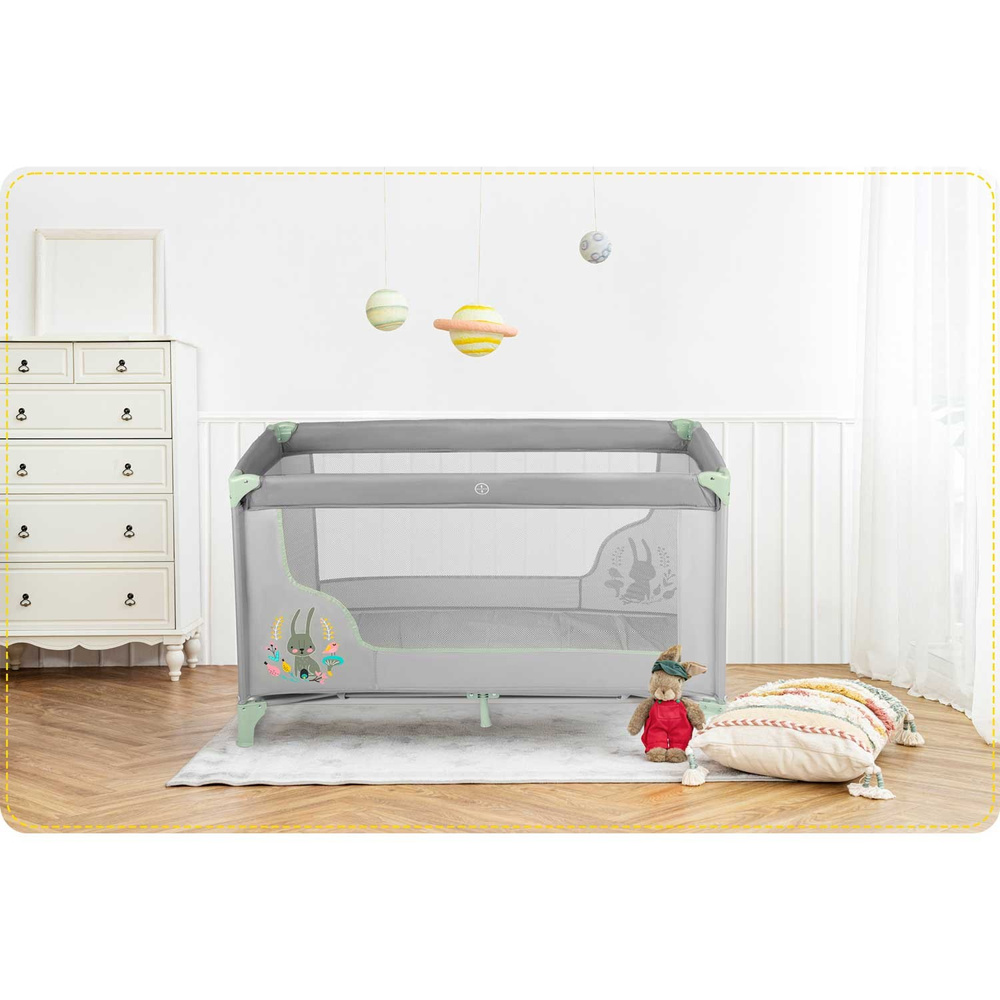 Łóżeczko turystyczne 125 x 65 x 78 cm szaro-miętowe