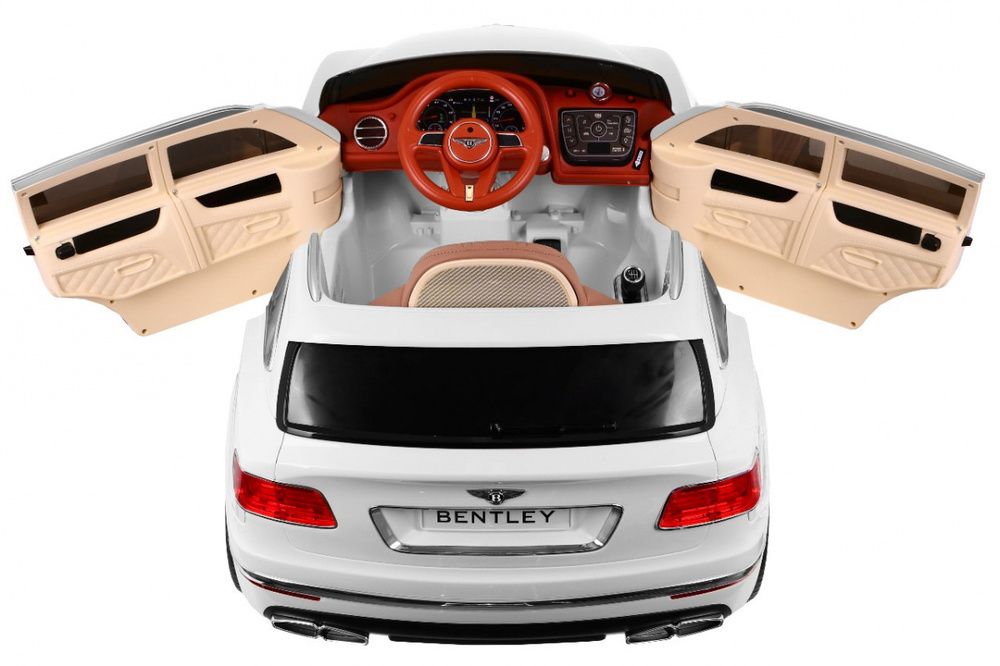 Auto na akumulator Bentley Bentayga dla dzieci Biały + Koła EVA + Radio MP3 + Pilot