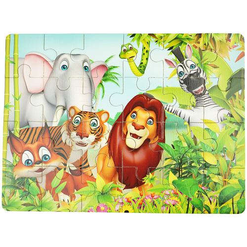 Kolorowa układanka puzzle dla dzieci 40 el. Safari lew tygrys słoń 
