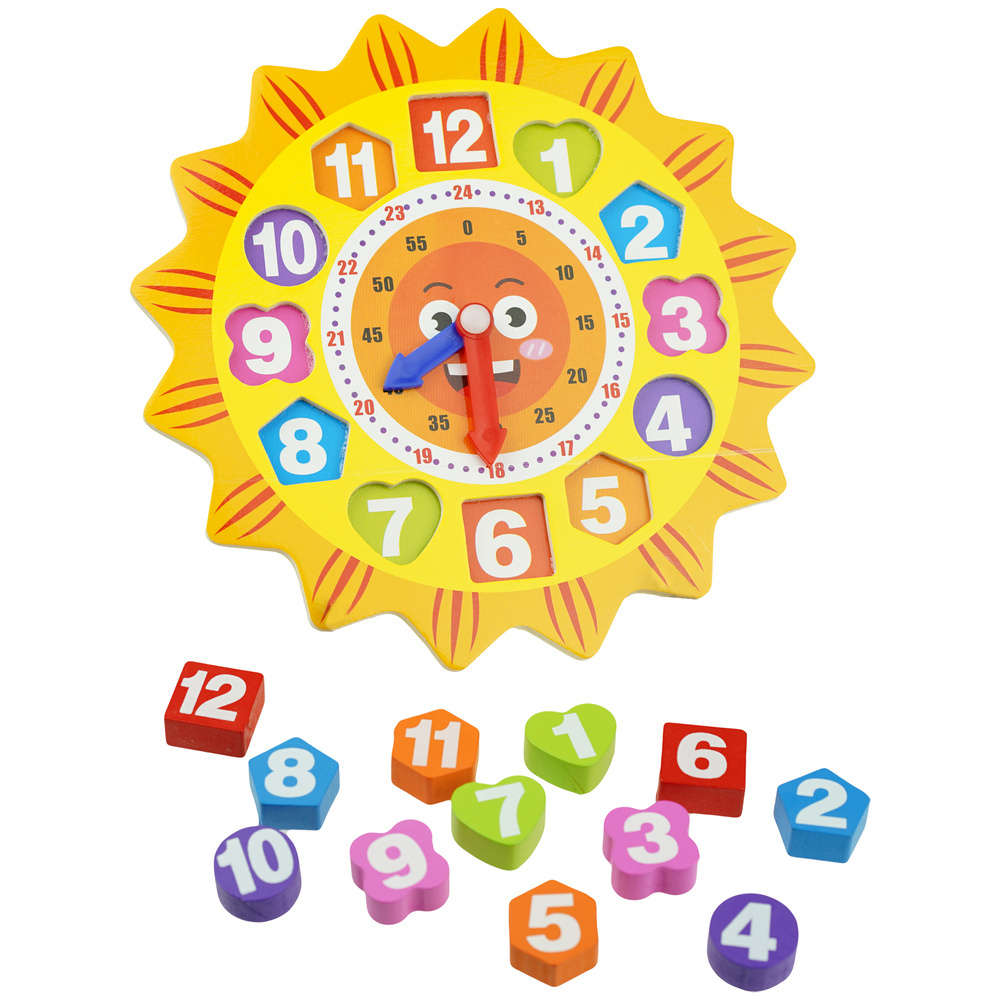 Drewniany zegar wielofunkcyjny Sorter układanka
