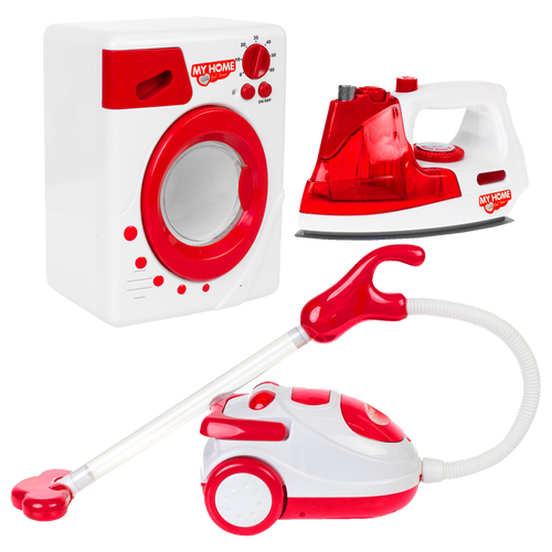 Zestaw duży Agd dla dzieci - odkurzacz, żelazko, pralka